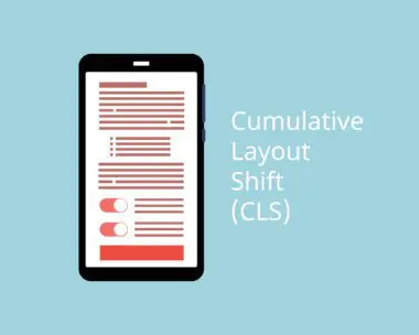 Illustration showing Cumulative Layout Shift (CLS) concept on a mobile phone screen.