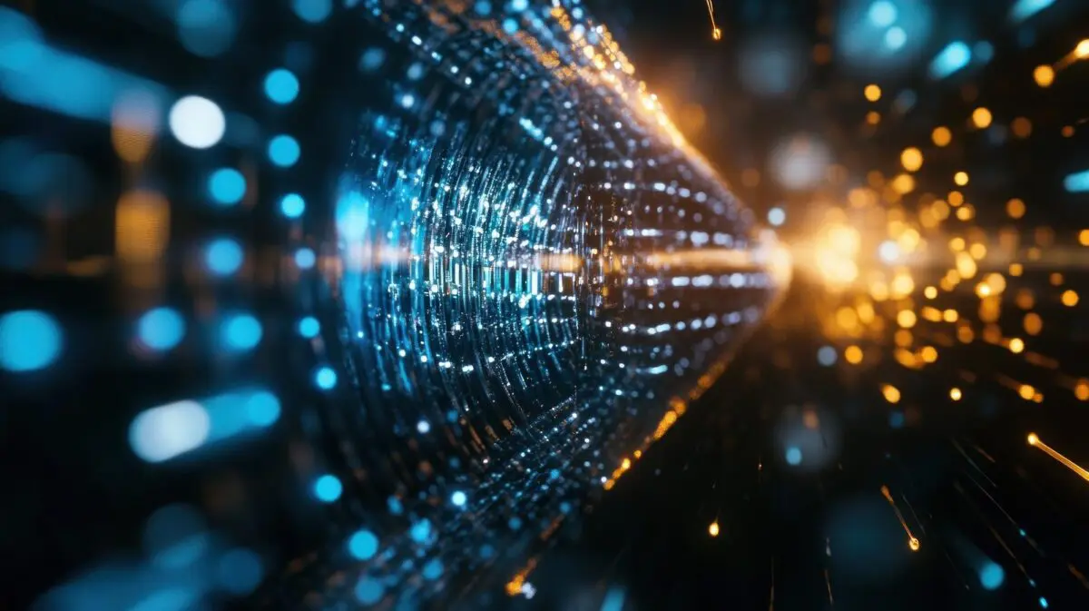 Abstract visualization of data streams and connections, representing AI crawlability.