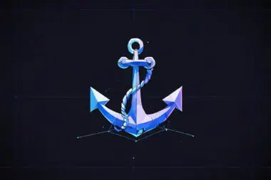 A stylized blue anchor graphic with a rope, symbolizing the 'anchor text' in SEO.