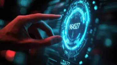 User interacting with a digital interface displaying a numerical value, representing data input and First Input Delay (FID).