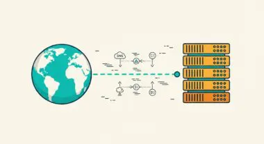 Diagram illustrating DNS resolution from a globe to servers, essential for A Record lookup.