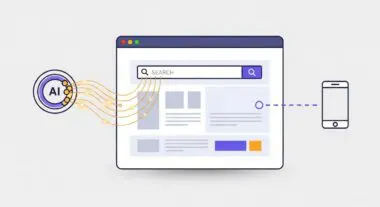 AI concept connecting to a search engine interface, suggesting SMS Automation. By Andres SEO Expert.