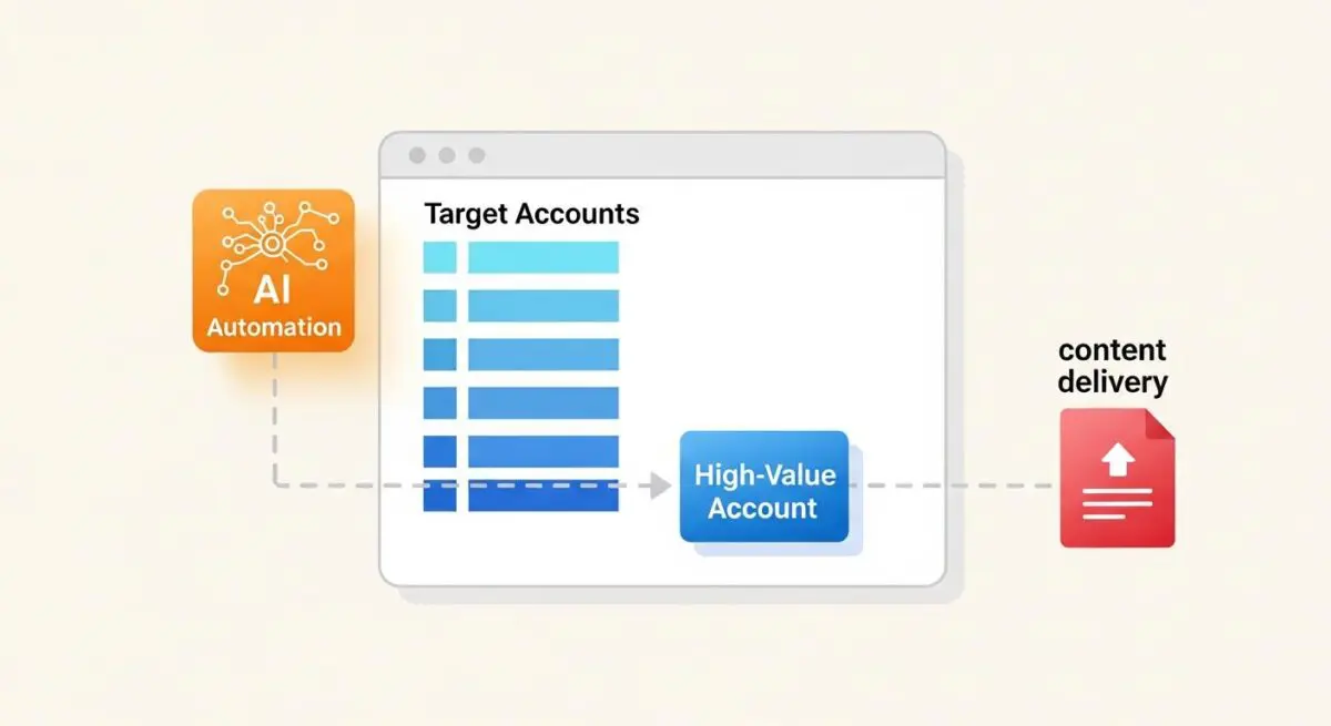 AI automation targets accounts, identifying high-value ones for content delivery in Account-Based Marketing.