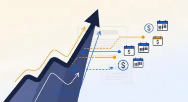 Illustration showing a rising arrow symbolizing growth in Annual Recurring Revenue (ARR), with calendar and dollar icons.