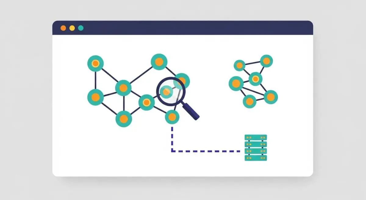 AppDynamics monitoring a distributed network and connecting to server infrastructure.