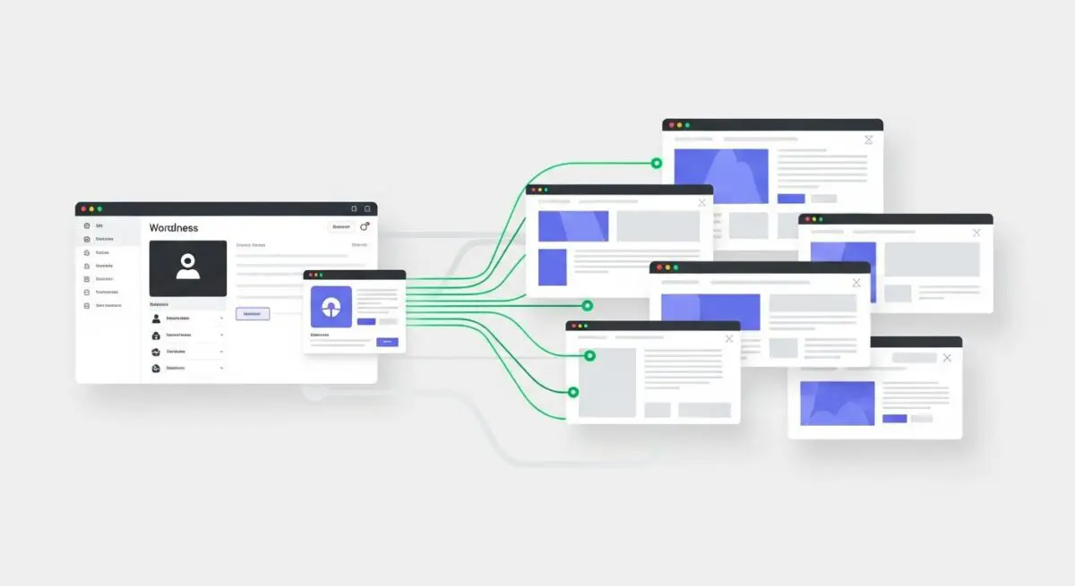 Diagram showing how the Astra Theme connects to multiple website layouts and designs.