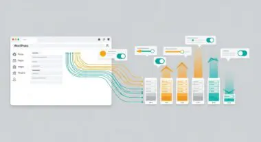 Visual representation of a WordPress dashboard controlling auto-scaling server infrastructure for dynamic resource allocation.