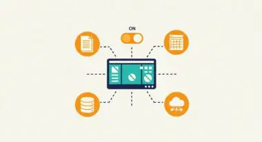 Diagram showing how automated reporting connects to various data sources like documents, calendars, databases, and cloud.