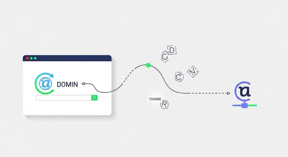 Diagram illustrating how a CNAME record connects a domain to another hostname for efficient routing.