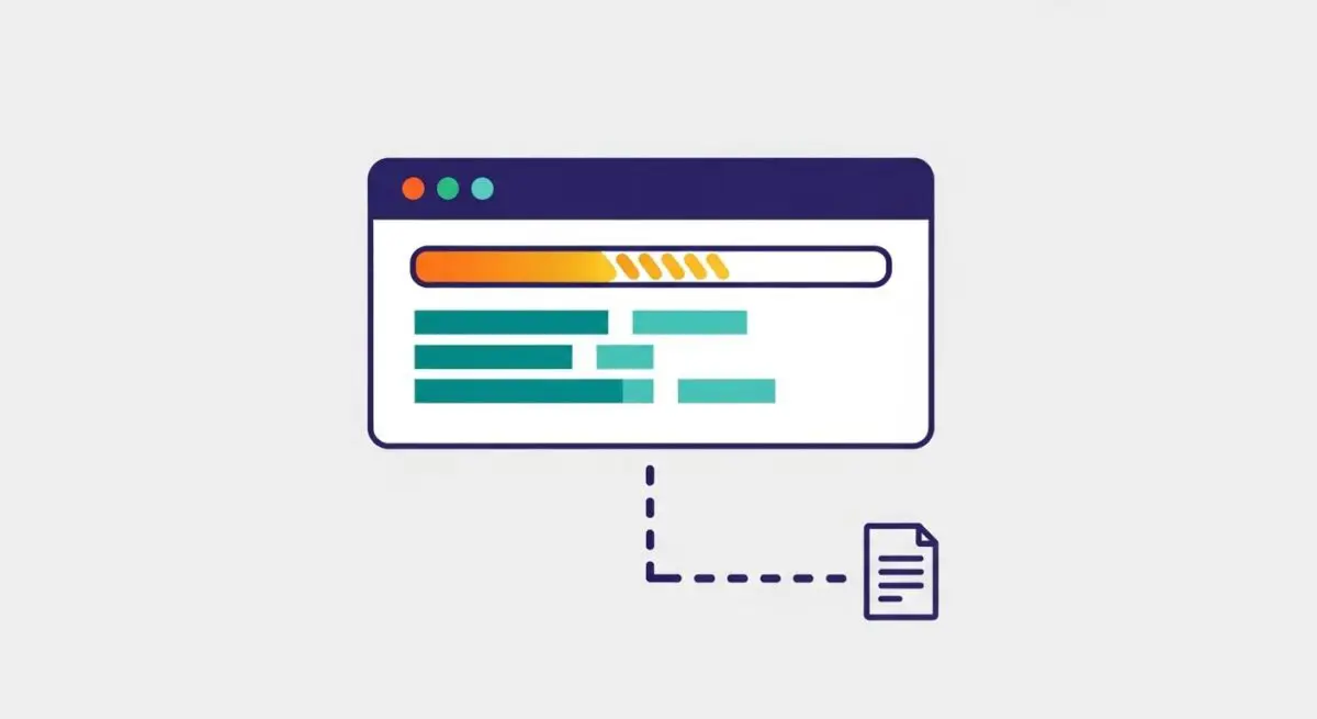 Conceptual illustration of web page loading with a progress bar, representing Critical CSS optimization.