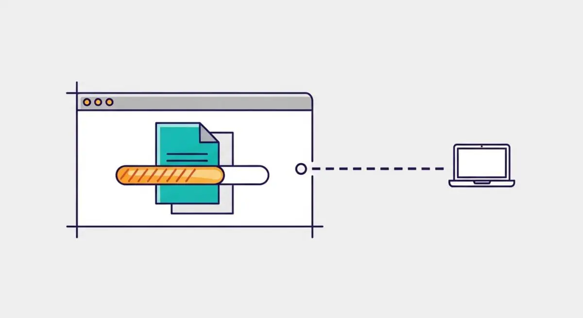 A progress bar shows a document loading within a browser window, indicating DOM Content Loaded. By Andres SEO Expert.