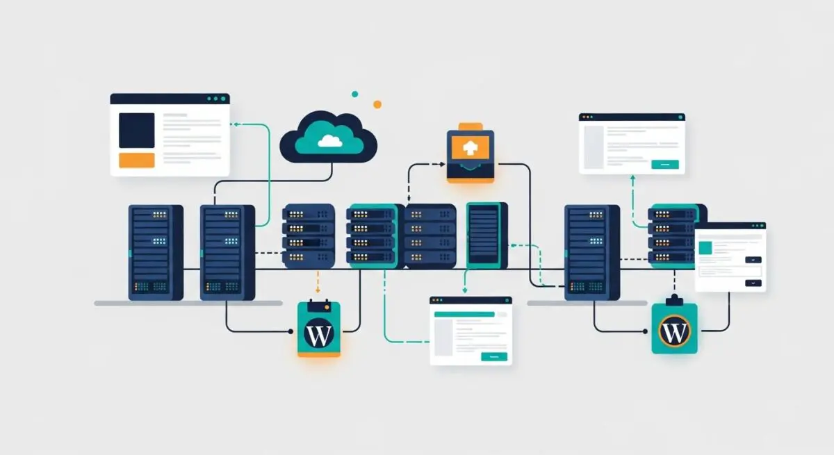 Diagram illustrating server infrastructure and cloud connectivity, relevant to DigitalOcean.