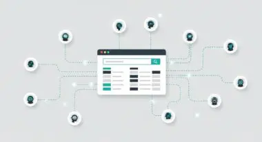 Centralized search interface connected to distributed AI nodes, illustrating Edge Computing concepts.