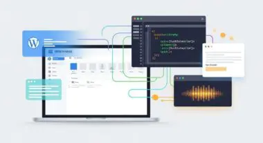 Illustrating Elementor AI's integration with WordPress, code, and audio tools.