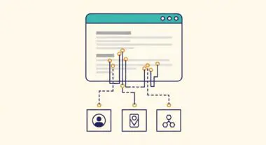 Diagram illustrating entity extraction from text, connecting identified entities to relevant icons.