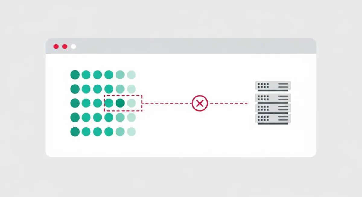 A grid of dots shows some failing to connect to a server, indicating an error rate.