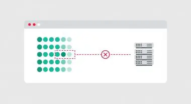 A grid of dots shows some failing to connect to a server, indicating an error rate.