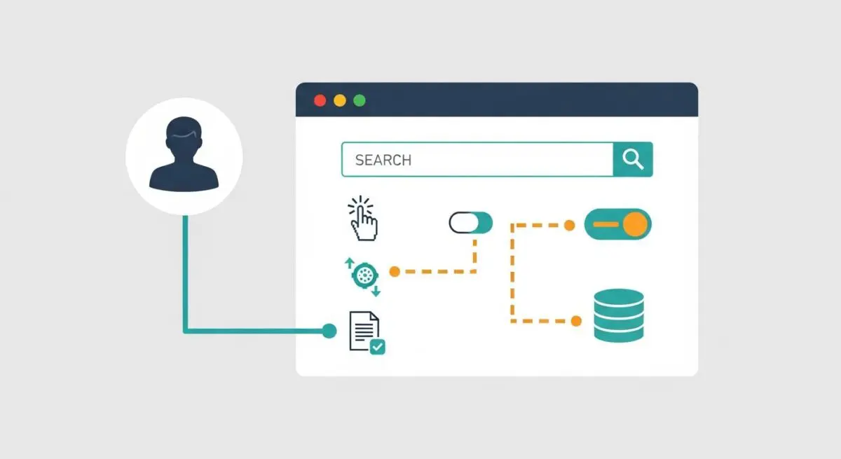 User data flowing through a process for event tracking and storage.