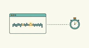 A graph displayed on a computer screen connected to a stopwatch, illustrating frame rate.