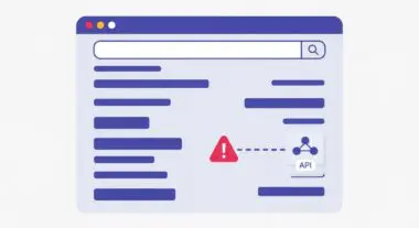 Alert icon within a browser interface indicating potential fraud detection issues with API connections.