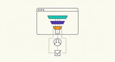 Conceptual illustration of a sales funnel diagram, visualizing customer journey stages for funnel analysis.