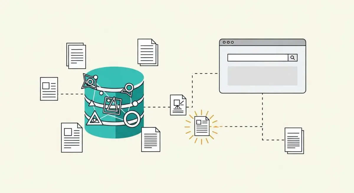 Diagram illustrating data flow from a database to a web interface, representing JSON payload parsing.