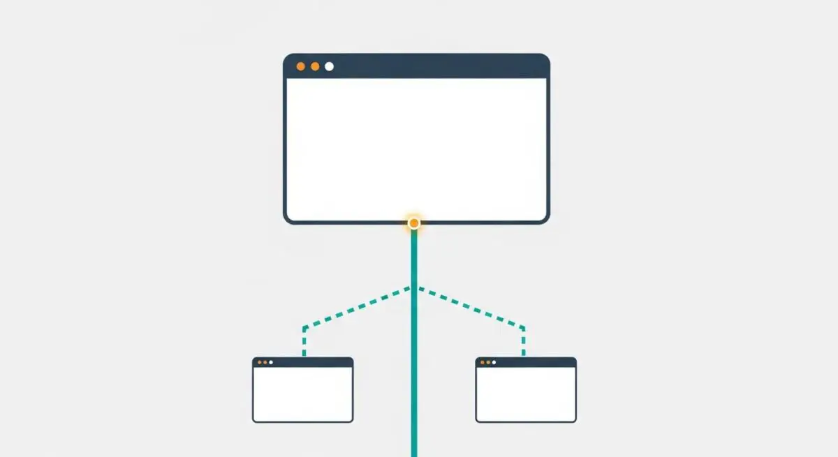 Diagram showing a browser window connected to two smaller browser windows, illustrating web connection or keep-alive states.