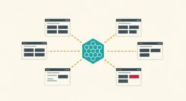 Abstract representation of Kubernetes orchestrating multiple containerized applications.