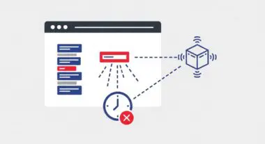 Diagram illustrating a website element causing layout thrashing with a clock and error icon.
