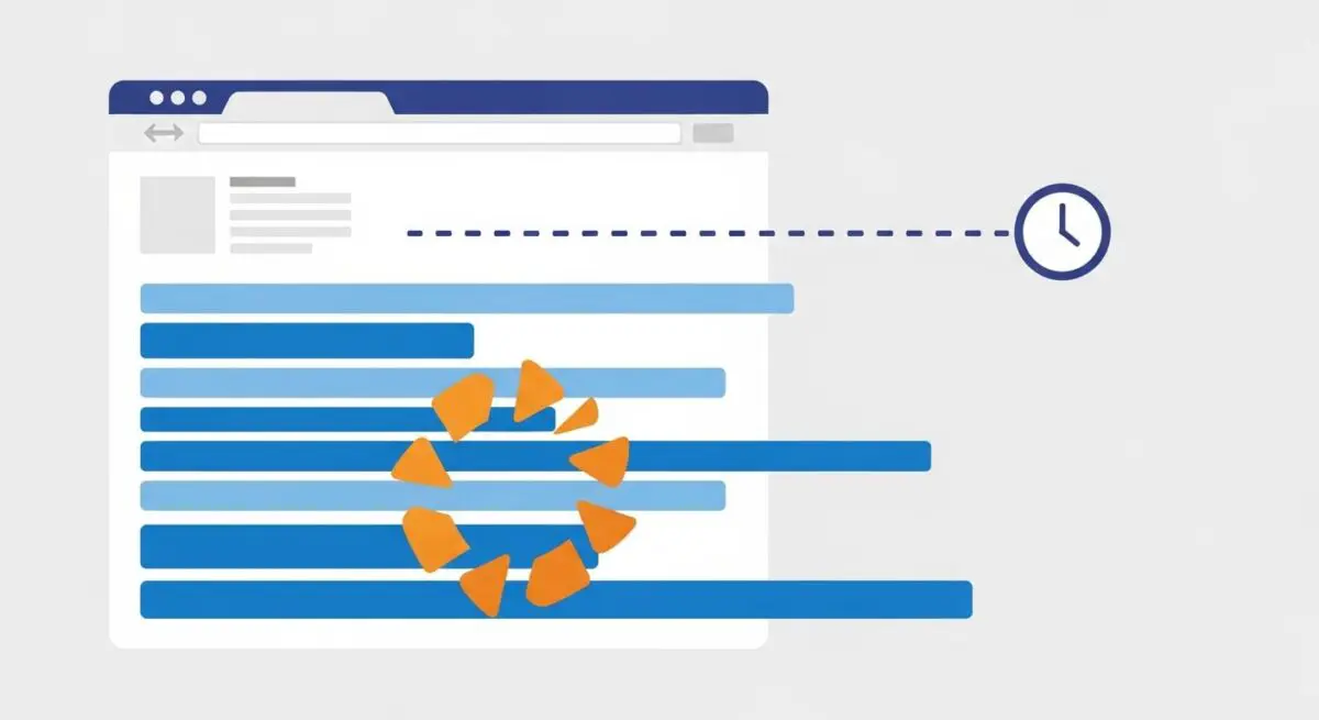 Web page loading with orange loading animation indicating lazy loading implementation.
