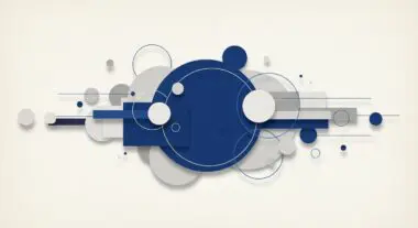 Abstract geometric design featuring overlapping circles and rectangles in blue and grey, symbolizing the interconnectedness of local citations.
