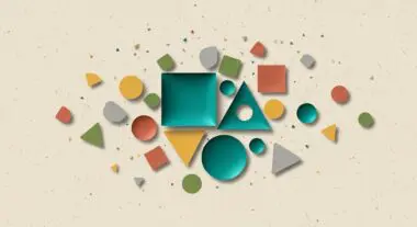 Scattered geometric shapes representing diverse Local Ranking Factors in SEO.