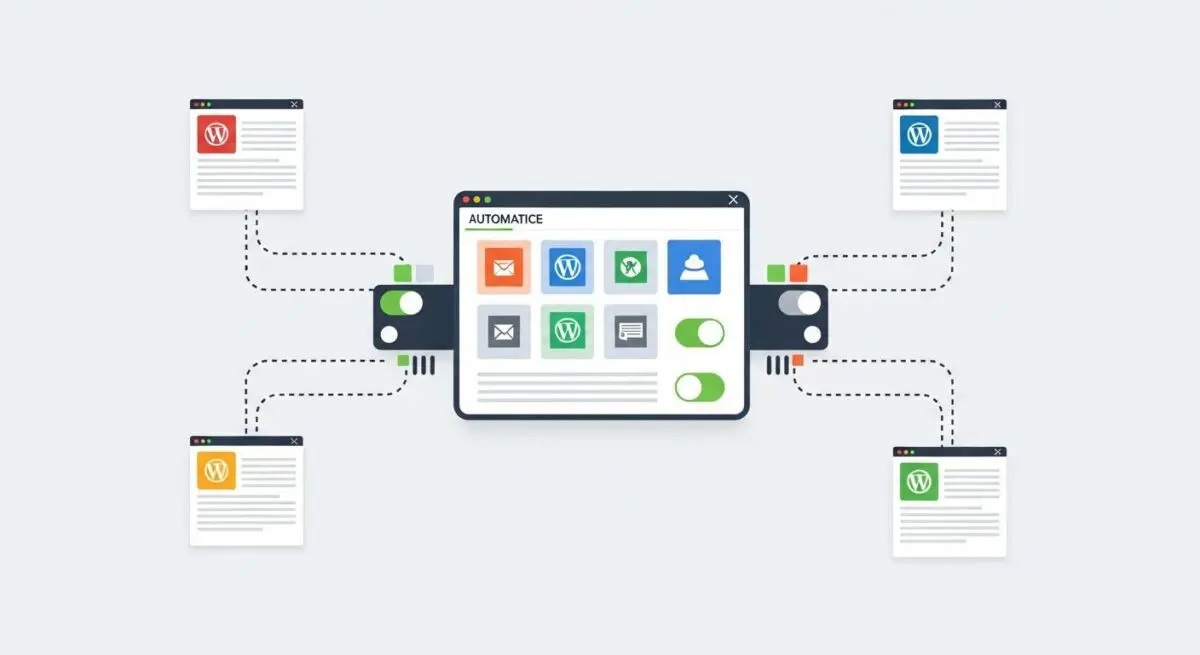 Central dashboard connecting multiple WordPress sites, illustrating efficient ManageWP operations.
