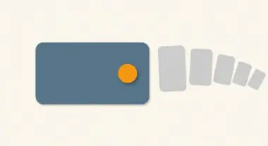 A blue rectangle with an orange dot, leading to a series of progressively smaller grey rectangles, representing Meta Description optimization.