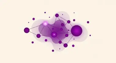 Abstract network of interconnected purple nodes representing a neural network.