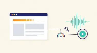 A web browser interface with a loading bar connects to performance metrics, a magnifying glass, and a play button, illustrating New Relic's capabilities.