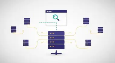 Diagram illustrating a network of servers connected to a central hub, representing a complex data infrastructure for Origin Shield.