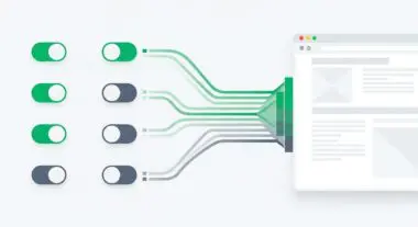 Toggles connected to a web browser interface, symbolizing control and configuration with Oxygen Builder.