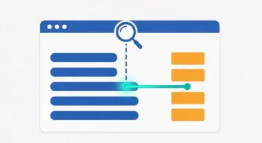 Illustration showing a magnifying glass focusing on a specific section of a webpage, representing Passage Indexing.