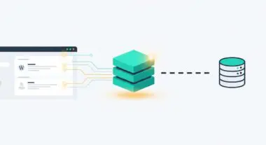 Diagram illustrating data flow from a WordPress dashboard to a stacked data structure, representing persistent object cache.