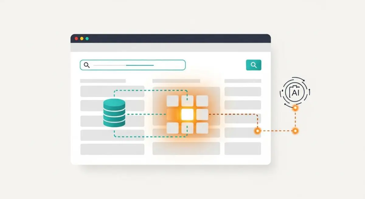 Illustration of database integration with AI for programmatic SEO content generation.