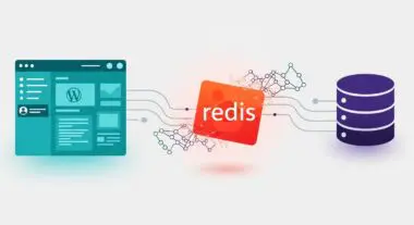Diagram illustrating the connection from a WordPress interface to Redis Object Cache and then to a database.
