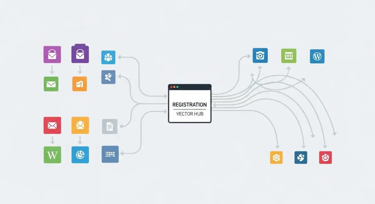 Diagram illustrating different registration vector hub blocks and their connections.