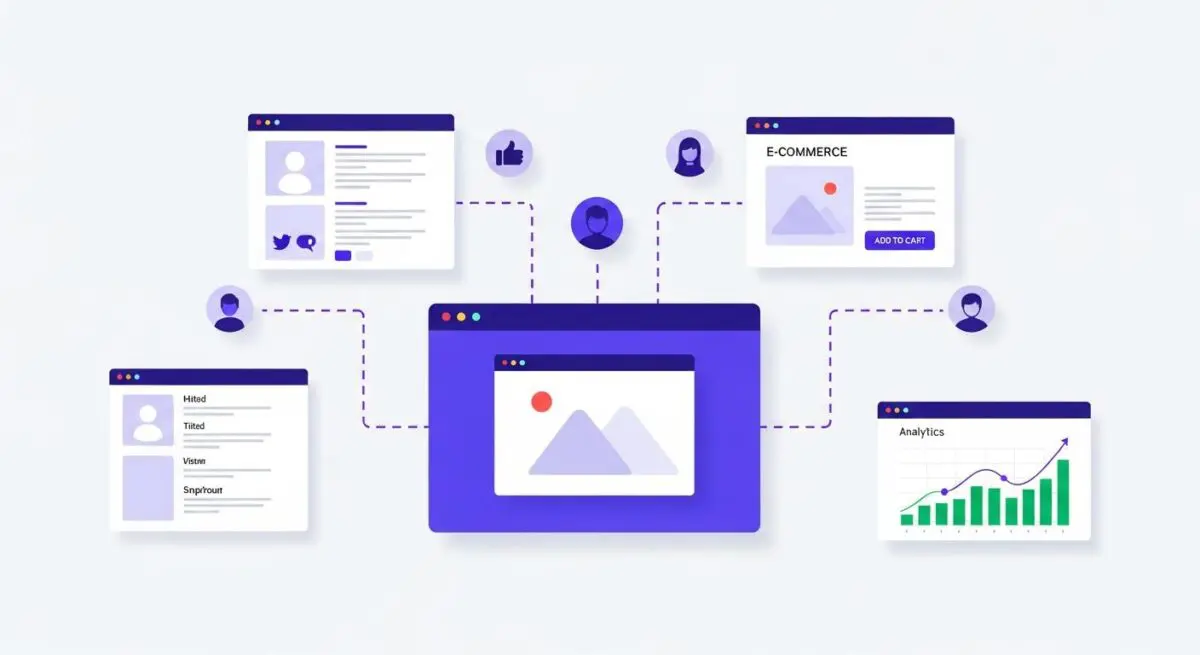 Diagram showing user journeys and analytics leading to effective remarketing campaigns for e-commerce.
