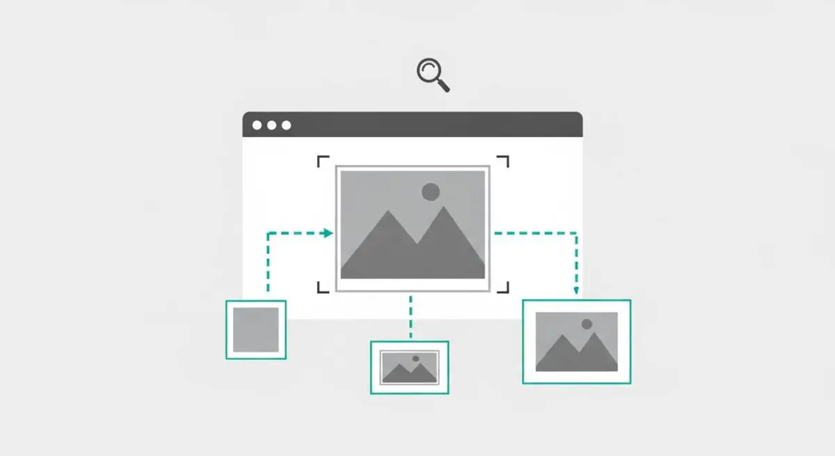 Diagram illustrating different sizes of images being served, demonstrating responsive images.