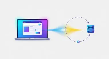Diagram illustrating a data request from a laptop to a server, representing round trip time.