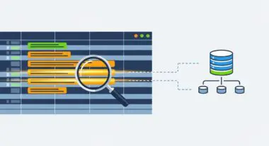 Magnifying glass over a performance chart, representing SQL query optimization.