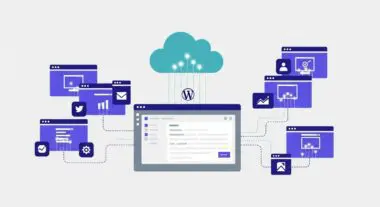 Conceptual illustration of Shifter technology connecting multiple web interfaces to a central cloud.