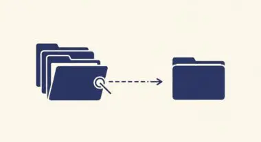 Illustration of folders with a dashed line connecting to another folder, representing a symbolic link.