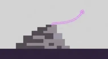 Abstract stairs leading upwards with a glowing purple arrow signifying progress in system prompt development.